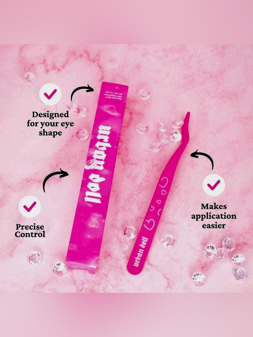3 for $20 Pink Lash Applicators | Precision Tweezers | Lash Tool | New In Box